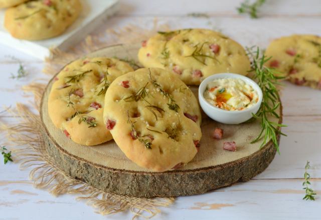 Mini focaccia aux dés de jambon