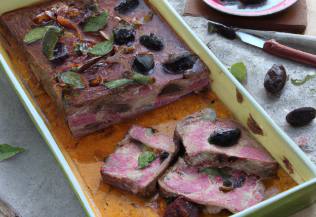 Terrine Tupperware de canard aux pruneaux