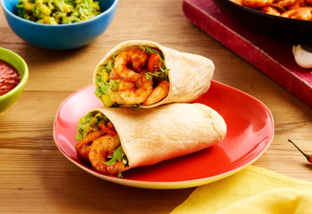 Tortilla Pockets aux crevettes, guacamole et maïs