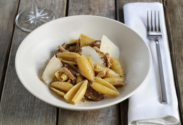 Castellane à la sauce foie gras et champignons