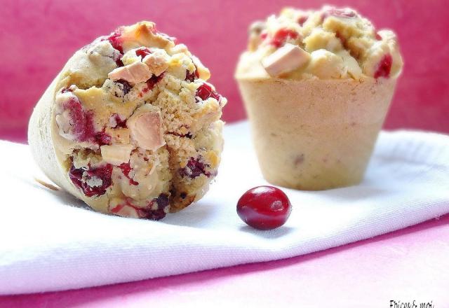 Muffins aux canneberges et chocolat blanc