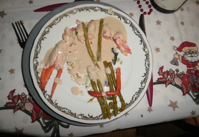 Nage de homard  aux asperges, été oblige!