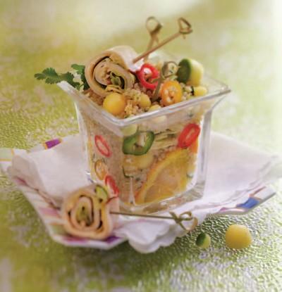 Salade de quinoa aux petits légumes et Cantal Jeune