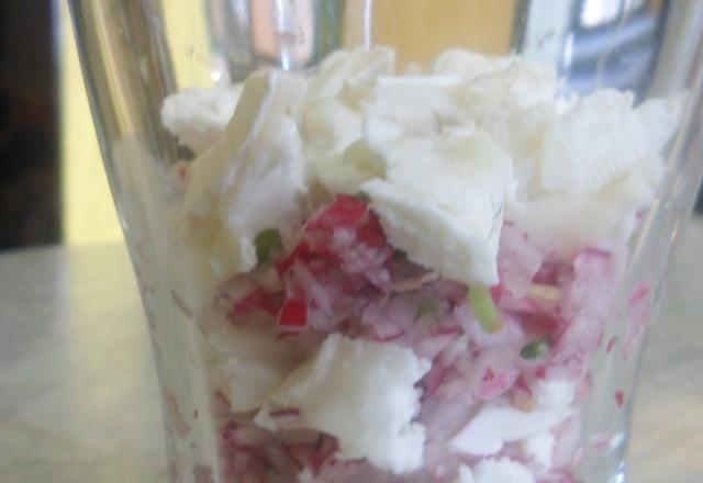 Verrine de radis et fromage de chèvre