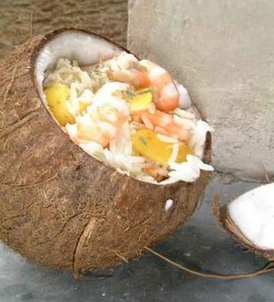 Salade noix de coco et crevettes