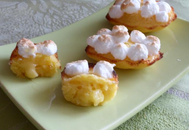 Madeleines façon tartes au citron meringuée, cœur coulant citron/coco