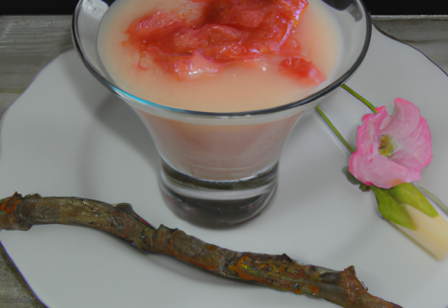 Crème de pays à la rose, compotée à la rhubarbe