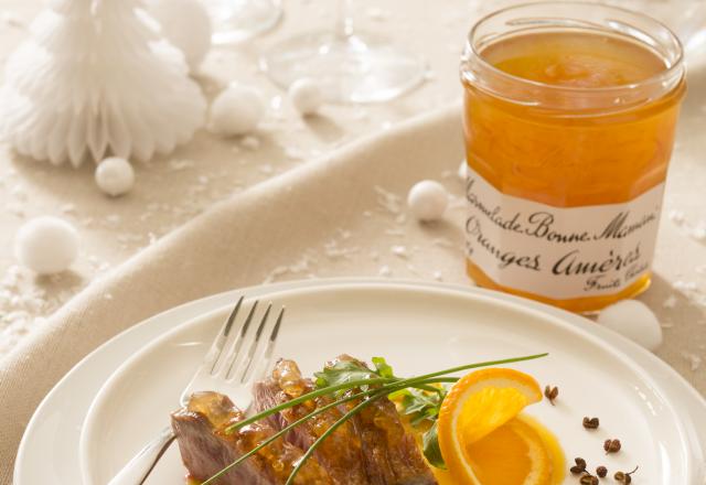 Magrets de canard laqués à la marmelade d’oranges amères