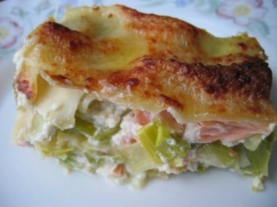 Lasagnes goûteuses de saumon et poireaux