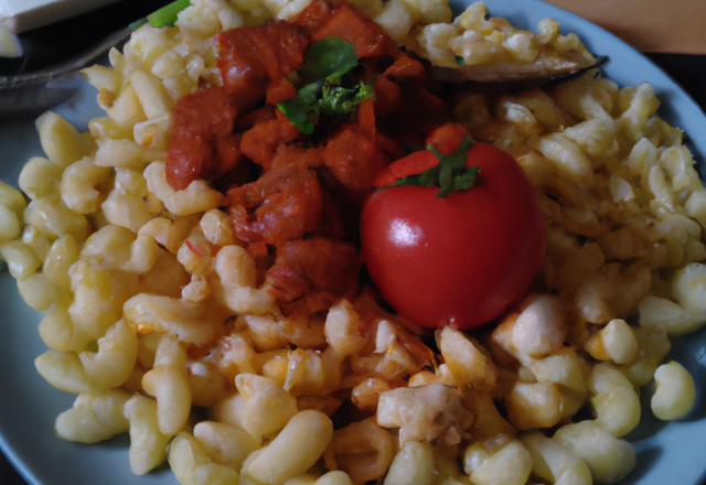 Coquillettes à la tomate et Vache qui rit