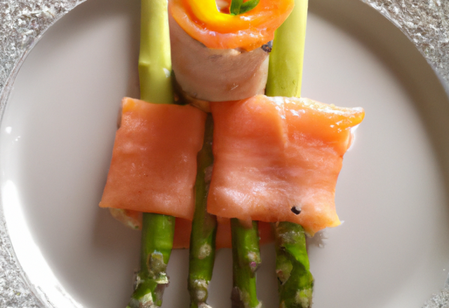 Roulé au saumon et aux asperges