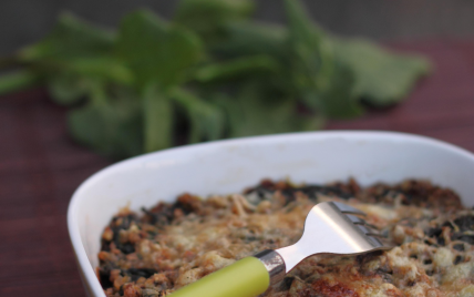 Gratin de tétragone à la crème d'épeautre et au comté