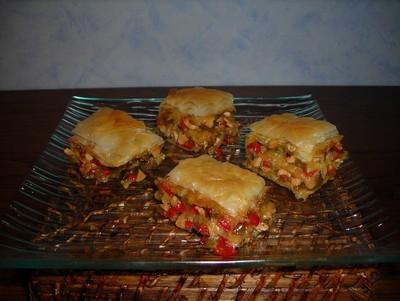 Baklawa de poulet aux petits légumes