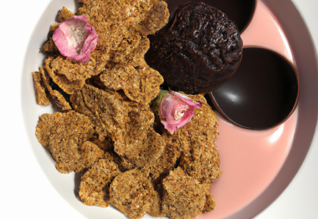 Rose des sables aux corn-flakes et duo de chocolats noir et au lait 