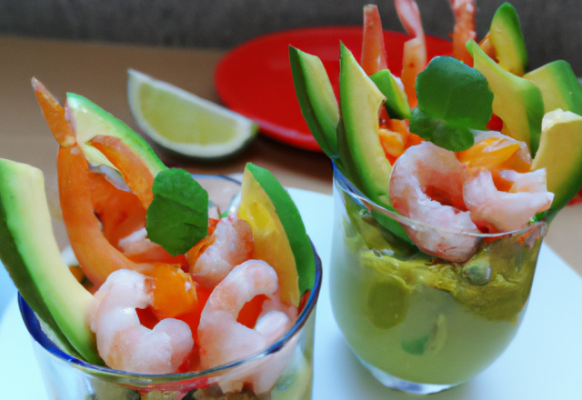 Verrine avocat crevettes pamplemousse