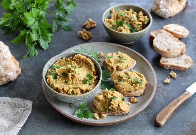 Rillettes végétariennes aux lentilles corail, Noix de Grenoble AOP et champignons