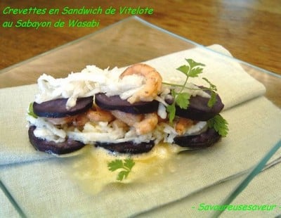 Crevettes en Sandwich de Vitelotte