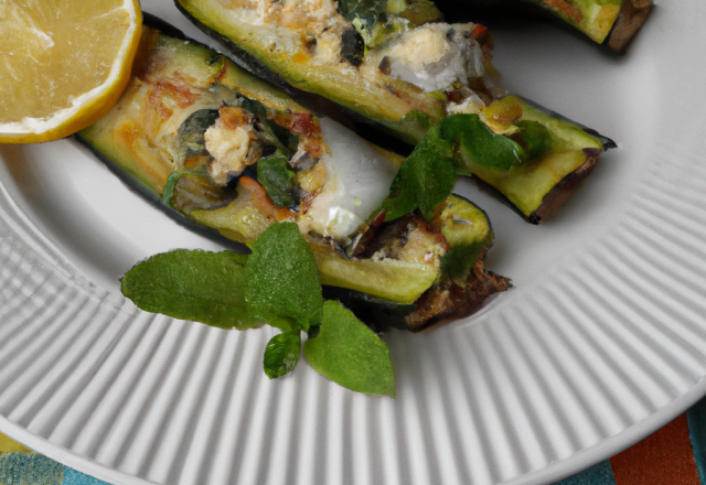 Sardines grillées farcies à la courgette et au citron marinés à la menthe fraîche