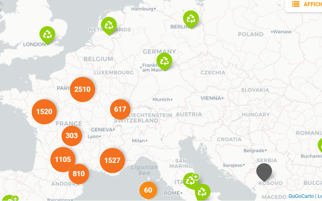 Capture d'écran de la carte interactive Transiscope