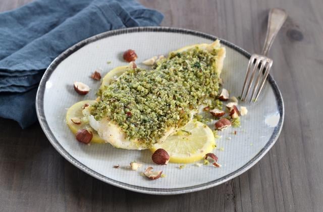 Filet de lieu en croûte d'herbes et noisettes. Silvia Santucci