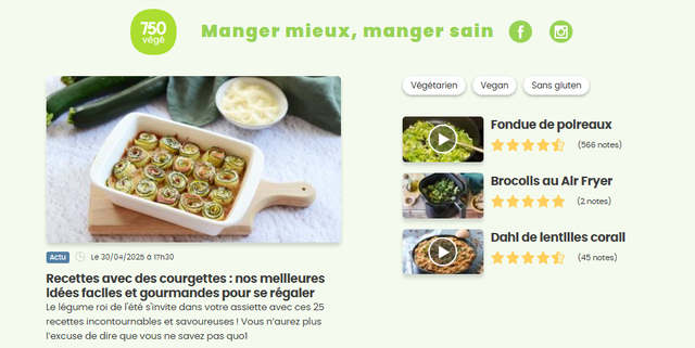 La page Facebook et le compte Instagram "750 Green" devient Végé !