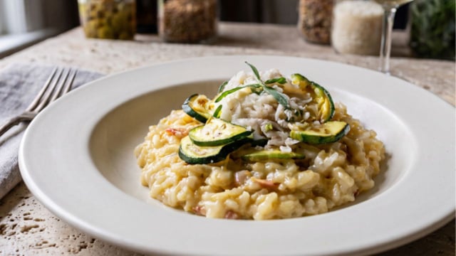 Ce risotto ultra crémeux est la recette parfaite pour écouler les courgettes de votre frigo