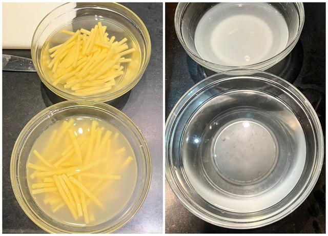 Le rinçage des pommes de terre pour retirer l'amidon de surface 