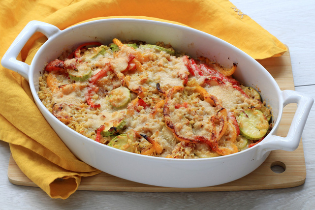 Gratin de légumes du soleil au blé. Ebly
