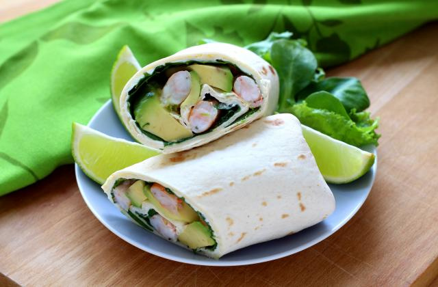 Wrap avocat, houmous et crevettes. Silvia Santucci