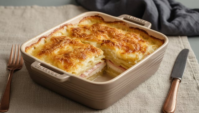 Retour en enfance assuré avec ce gratin de pommes de terre au poulet façon Dauphinois