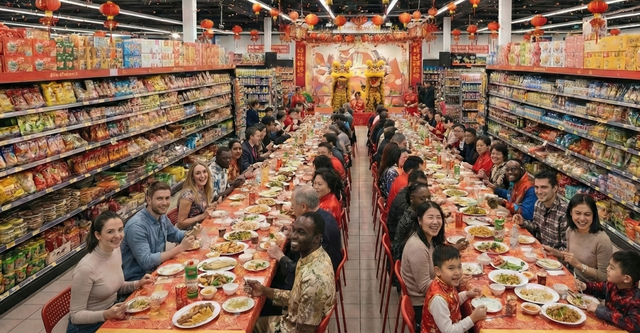 Insolite : un célèbre supermarché se transforme en salle de banquet pour le Nouvel An Lunaire