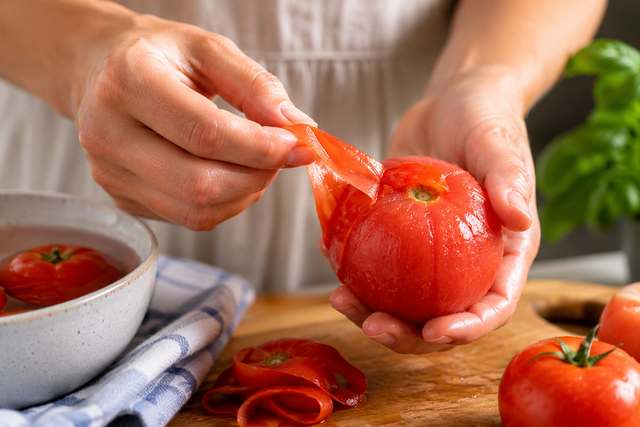 « Je ne suis pas dingue de  la peau » : l’astuce magique de la cheffe Stéphanie Le Quellec pour monder les tomates ultra-facilement