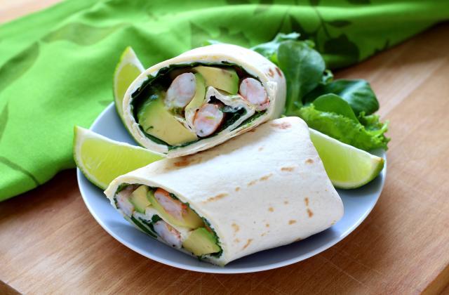 Wraps avocat, crevettes et houmous. Silvia Santucci