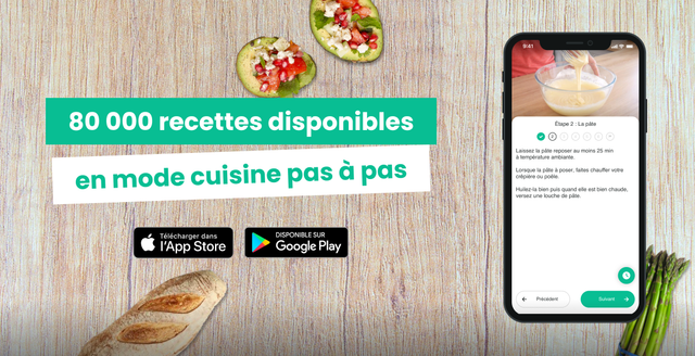 80 000 recettes disponibles en mode cuisine pas à pas
