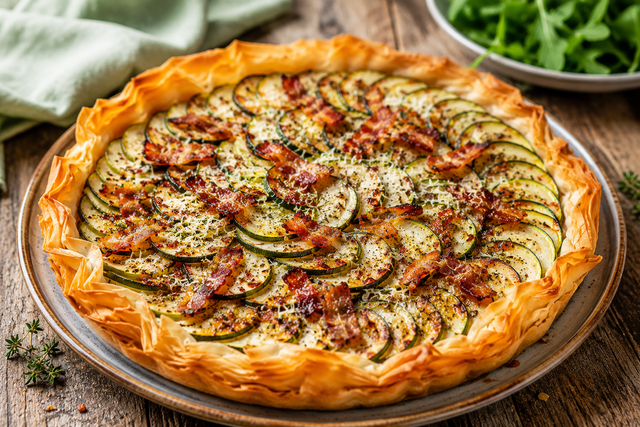 Tarte filo aux courgettes et guanciale : la recette ultra-croustillante du chef Simone Zanoni qui va vous faire craquer cet été !