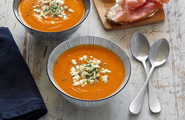 Batch Cooking Jour 3 : Velouté de patates douces à la feta, tartines au jambon fumé