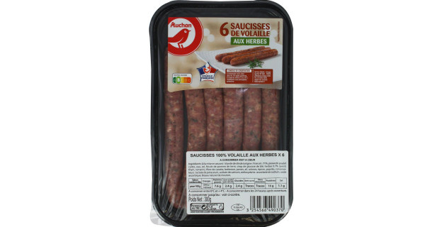 Ces saucisses et merguez de volaille Auchan sont rappelées. Auchan®