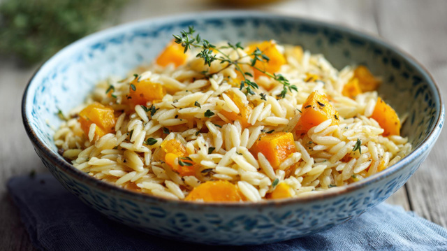 Cette recette d’orzo au butternut et mozzarella va réchauffer vos soirées d’automne