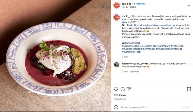 Alain Ducasse ouvre une table 100% végétale - Instagram 