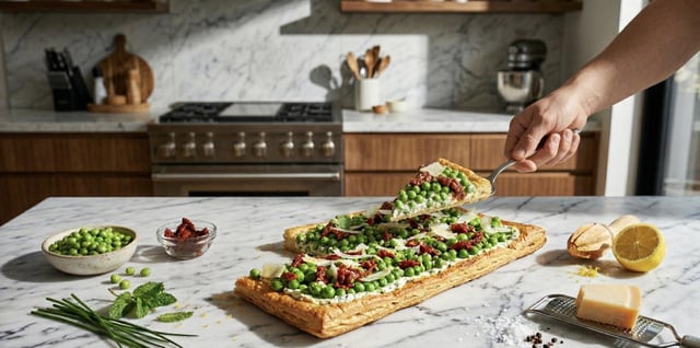 Tarte printanière aux petits pois et fromage frais : le coup de fraîcheur de la saison