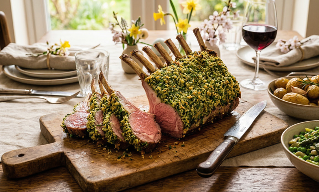 Carré d'agneau en croûte d'herbes : les secrets pour réussir ce plat incontournable de Pâques