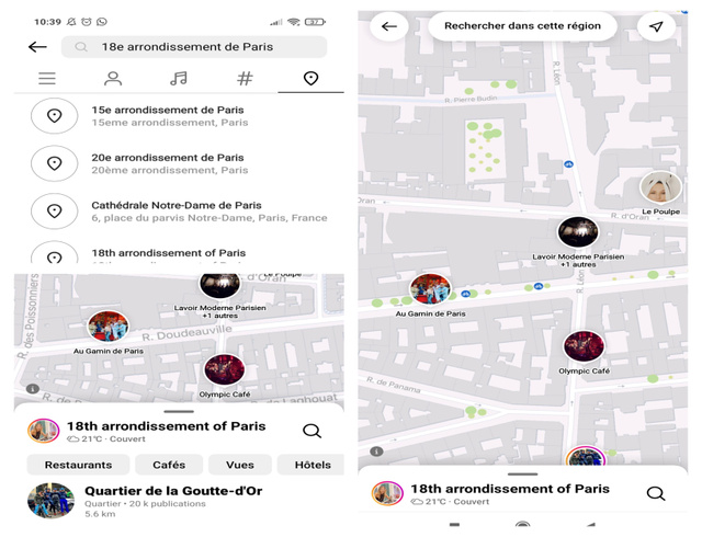 Une carte interactive débarque sur Instagram. 750g