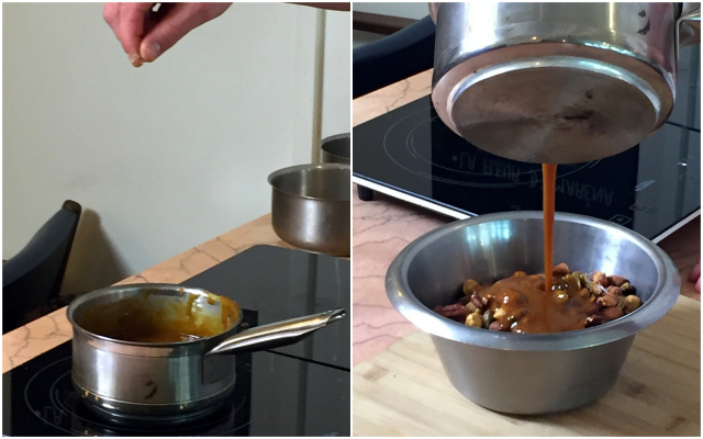 La touche de fleur de sel puis le mélange avec les fruits secs