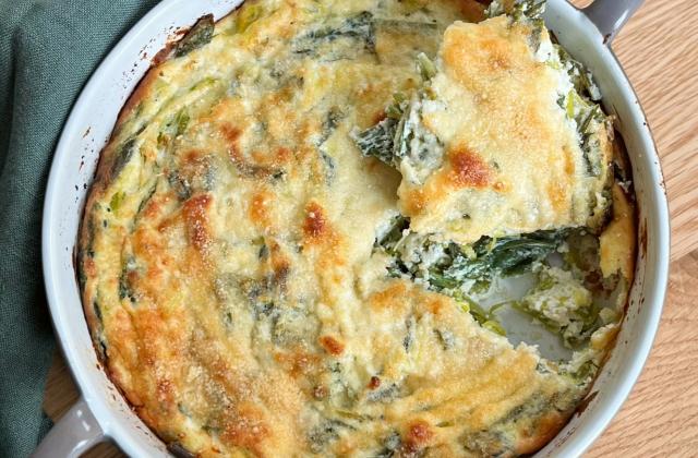 Gratin de vert de poireaux au parmesan. Pascale Weeks
