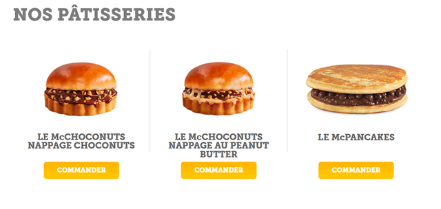 Capture d'écran du site de Mcdonald's®