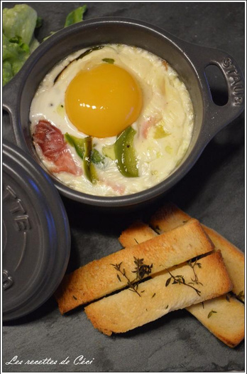Les Oeufs Verts Au Jambon Saison 2 Recette - Oeufs cocotte au poivron et au jambon et ses mouillettes