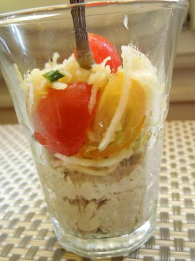 verrine de rillette de maquereau et sa salade pomme celeri