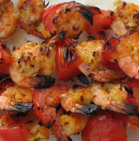 brochettes de crevettes bouquet au curry