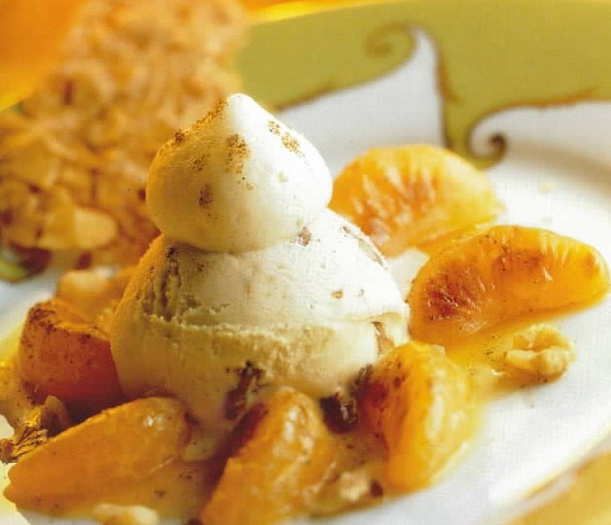 Recette Glace aux noix et clémentines poêlées 750g